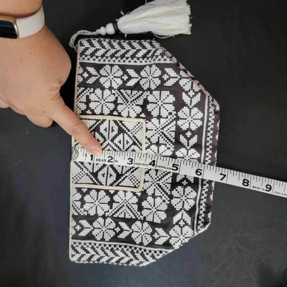 Star Mela woven embroidered fabric zipper pouch